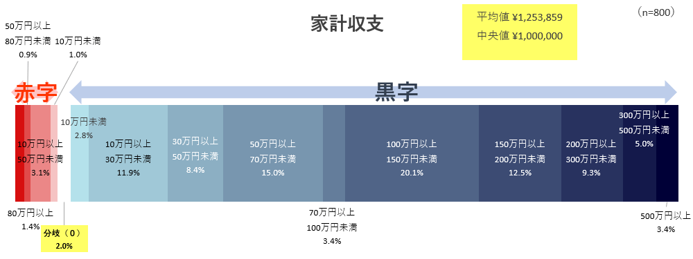 家計の年間収支（黒字・赤字額）